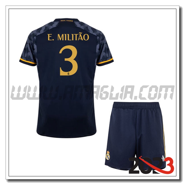 Kit Maglia Real Madrid Bambino E. MILIT脙O #3 Seconda 2023 2024