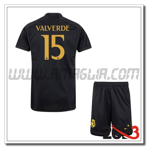 Kit Maglia Real Madrid Bambino VALVERDE #15 Terza 2023 2024