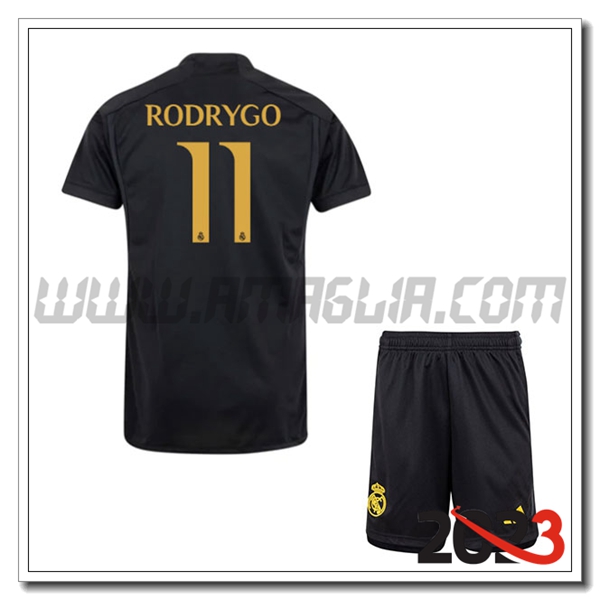 Kit Maglia Real Madrid Bambino RODRYGO #11 Terza 2023 2024