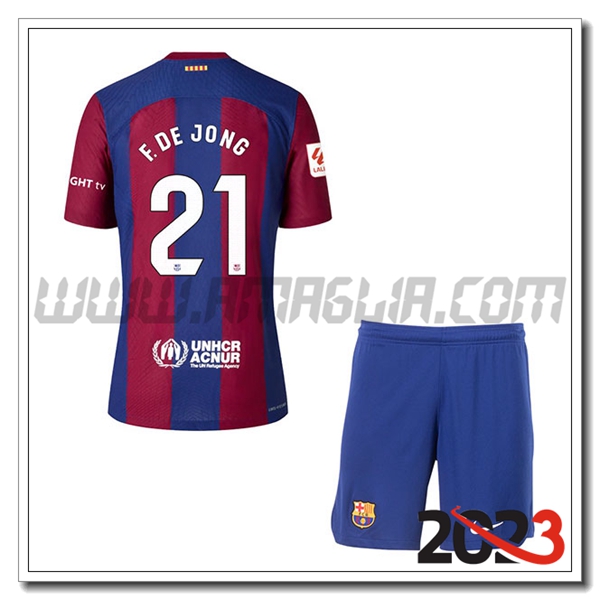 Kit Maglia FC Barcellona Bambino F. DE JONG #21 Prima 2023 2024