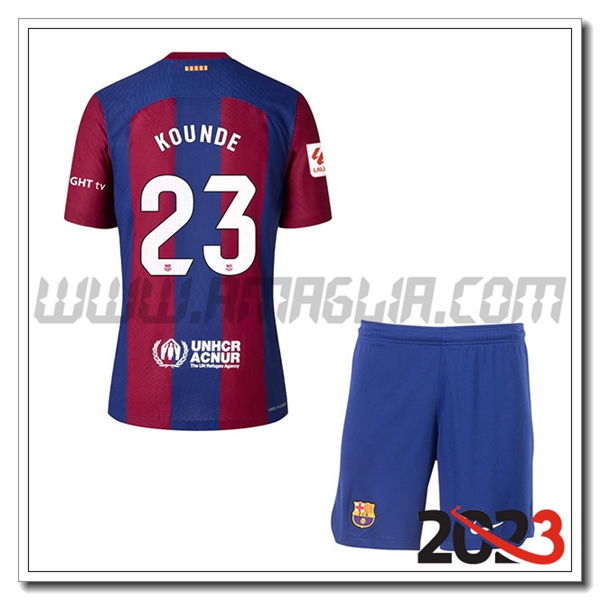 Kit Maglia FC Barcellona Bambino KOUNDE #23 Prima 2023 2024