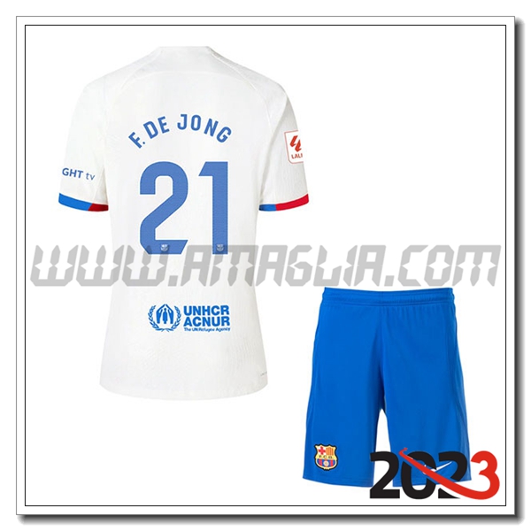Kit Maglia FC Barcellona Bambino F. DE JONG #21 Seconda 2023 2024