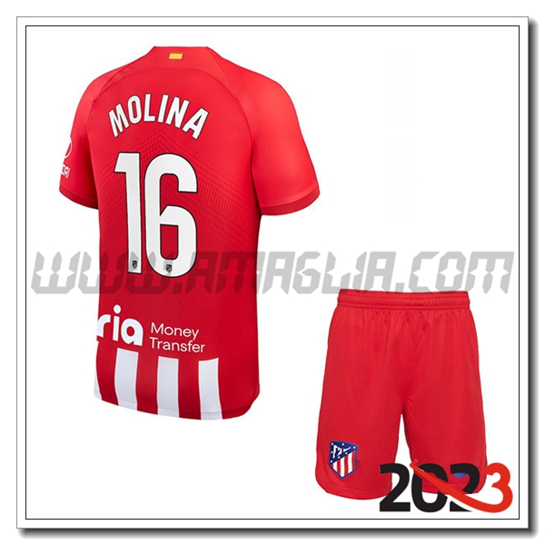 Kit Maglia Atletico Madrid Bambino NAHUEL MOLINA #16 Prima 2023 2024