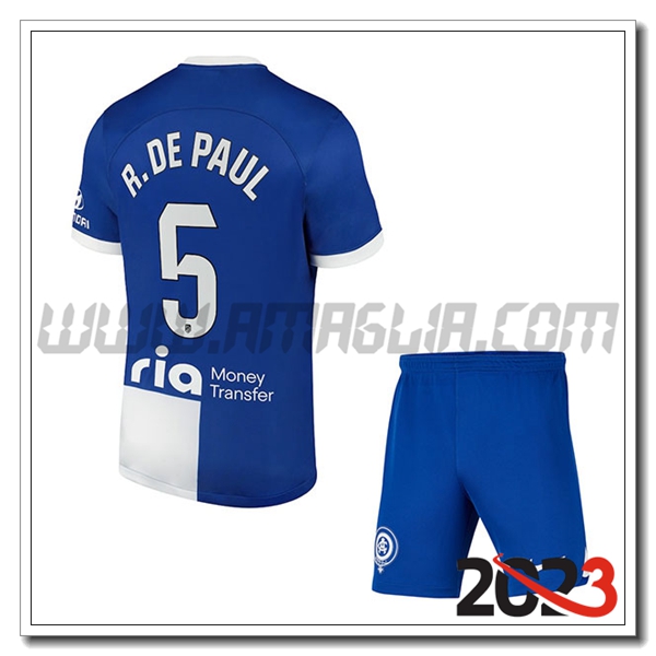 Kit Maglia Atletico Madrid Bambino R. DE PAUL #5 Seconda 2023 2024