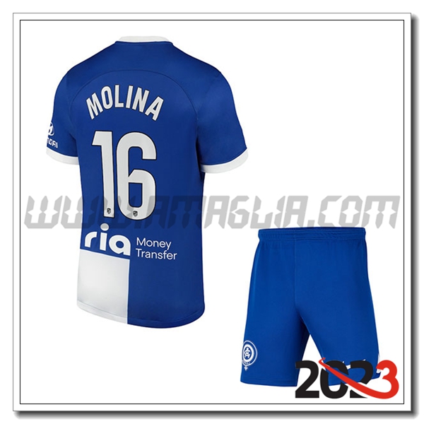 Kit Maglia Atletico Madrid Bambino NAHUEL MOLINA #16 Seconda 2023 2024