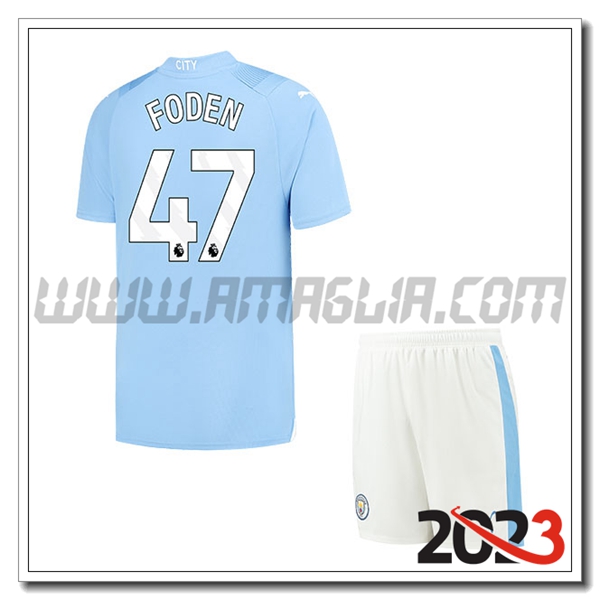 Kit Maglia Manchester City Bambino FODEN #47 Prima 2023 2024
