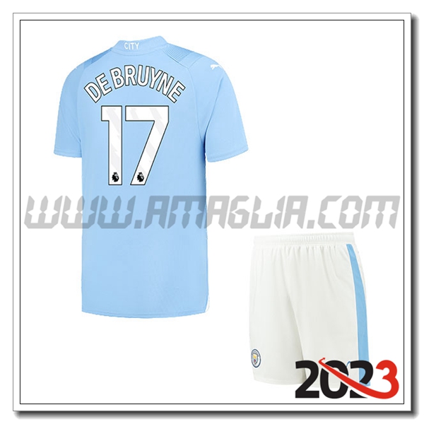 Kit Maglia Manchester City Bambino DE BRUYNE #17 Prima 2023 2024