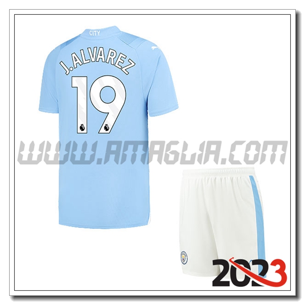 Kit Maglia Manchester City Bambino J.LVAREZ #19 Prima 2023 2024