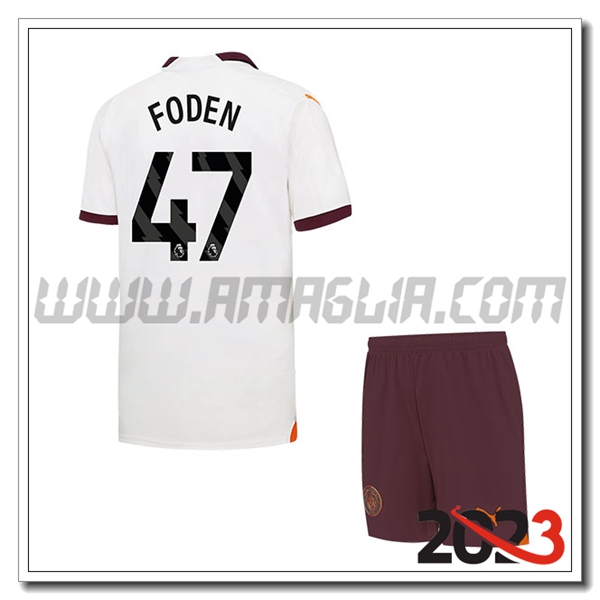 Kit Maglia Manchester City Bambino FODEN #47 Seconda 2023 2024