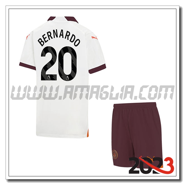 Kit Maglia Manchester City Bambino BERNARDO #20 Seconda 2023 2024