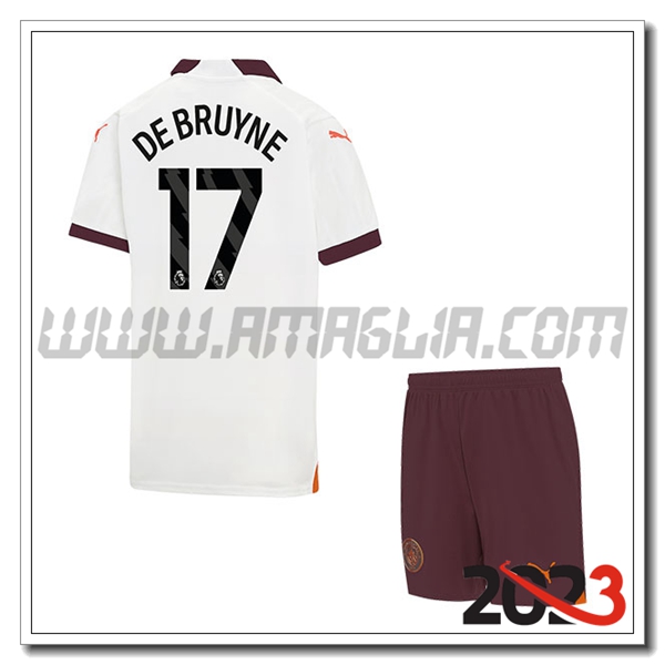Kit Maglia Manchester City Bambino DE BRUYNE #17 Seconda 2023 2024