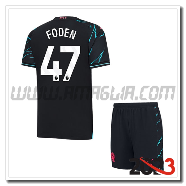 Kit Maglia Manchester City Bambino FODEN #47 Terza 2023 2024