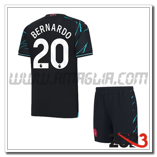 Kit Maglia Manchester City Bambino BERNARDO #20 Terza 2023 2024