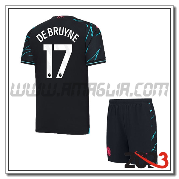 Kit Maglia Manchester City Bambino DE BRUYNE #17 Terza 2023 2024
