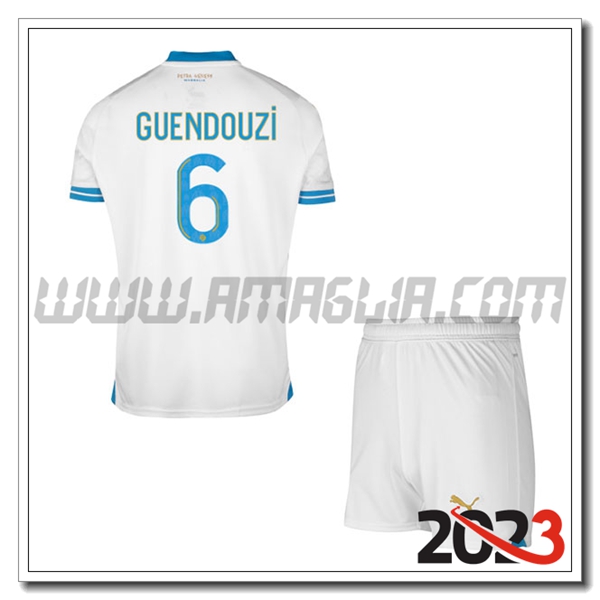 Kit Maglia Marsiglia OM Bambino GUENDOUZI #6 Prima 2023 2024
