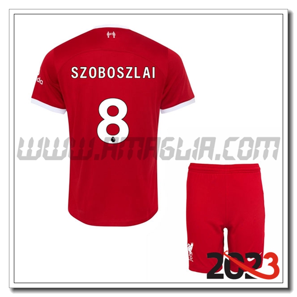 Kit Maglia FC Liverpool Bambino SZOBOSZLAI #8 Prima 2023 2024