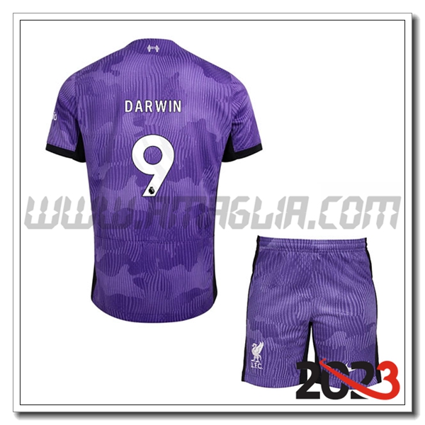 Kit Maglia FC Liverpool Bambino DARWIN #9 Terza 2023 2024
