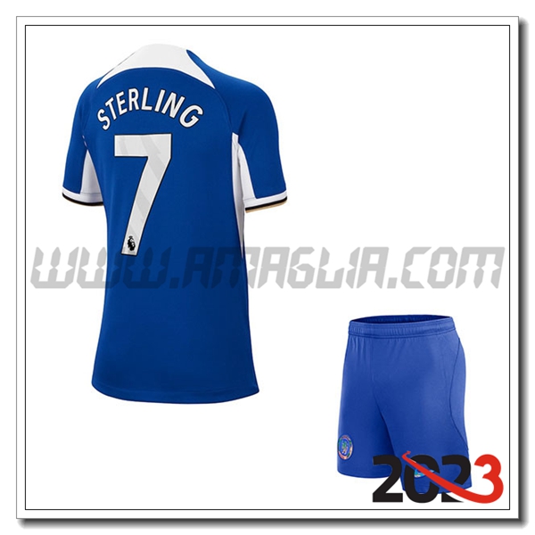 Kit Maglia FC Chelsea Bambino STERLING #7 Prima 2023 2024