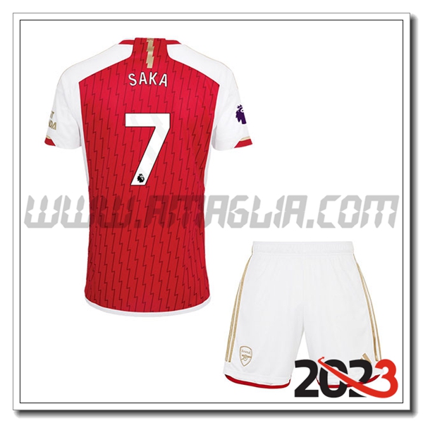 Kit Maglia Arsenal Bambino SAKA #7 Prima 2023 2024