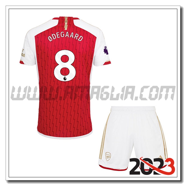 Kit Maglia Arsenal Bambino 脴DEGAARD #8 Prima 2023 2024