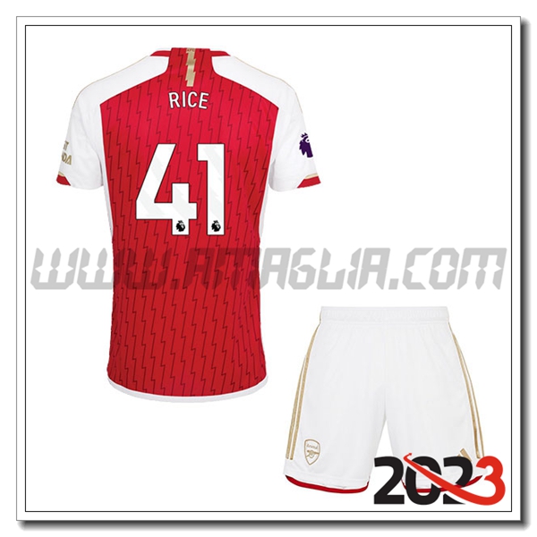 Kit Maglia Arsenal Bambino RICE #41 Prima 2023 2024