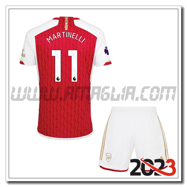 Kit Maglia Arsenal Bambino MARTINELLI #11 Prima 2023 2024