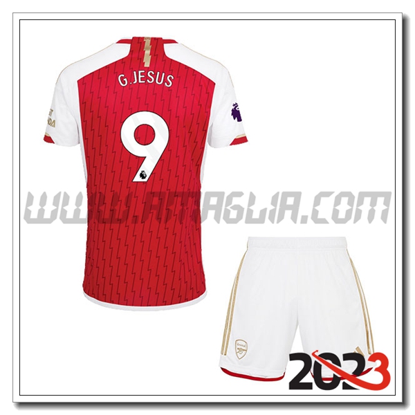 Kit Maglia Arsenal Bambino G.JESUS #9 Prima 2023 2024