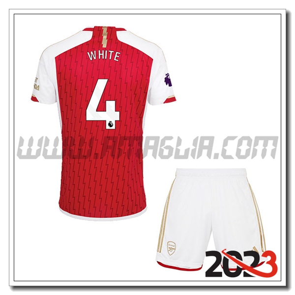Kit Maglia Arsenal Bambino WHITE #4 Prima 2023 2024