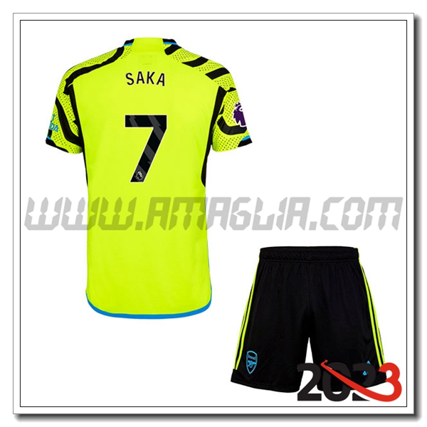 Kit Maglia Arsenal Bambino SAKA #7 Seconda 2023 2024