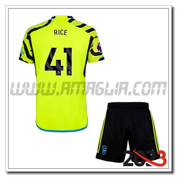 Kit Maglia Arsenal Bambino RICE #41 Seconda 2023 2024