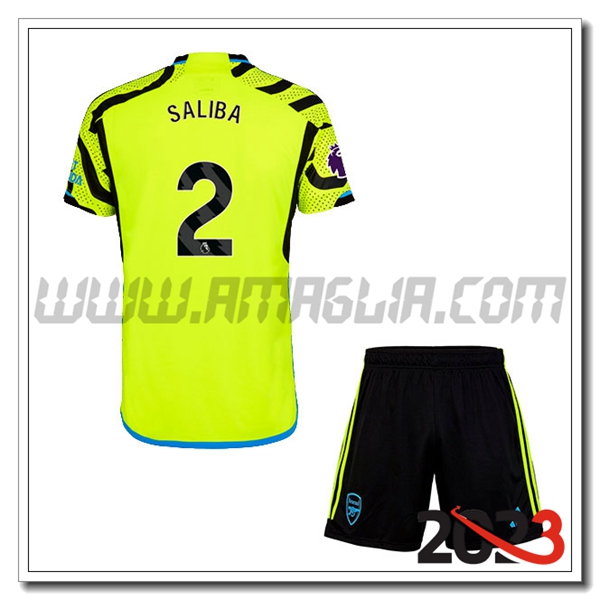 Kit Maglia Arsenal Bambino SALIBA #2 Seconda 2023 2024