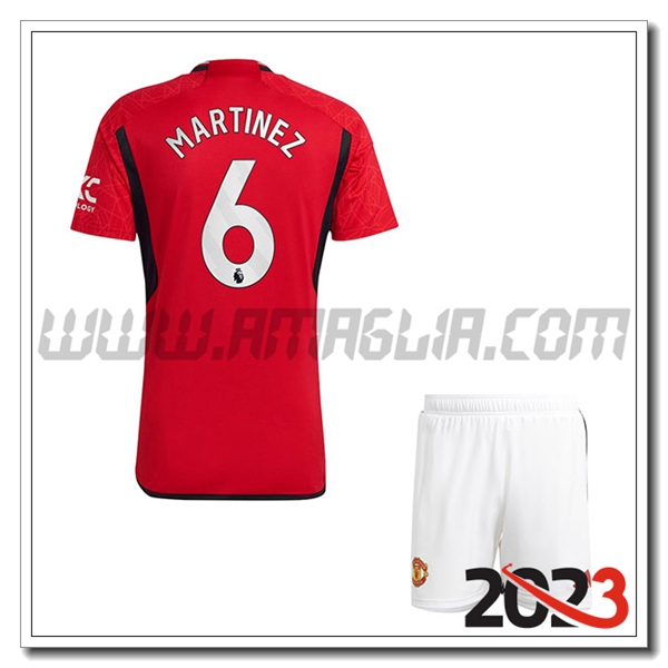Kit Maglia Manchester United Bambino MARTINEZ #6 Prima 2023 2024