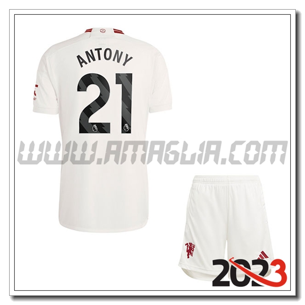 Kit Maglia Manchester United Bambino ANTONY #21 Terza 2023 2024