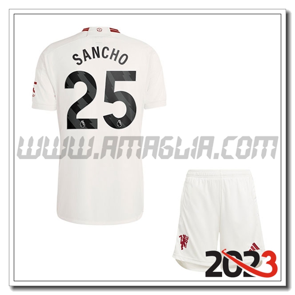 Kit Maglia Manchester United Bambino SANCHO #25 Terza 2023 2024