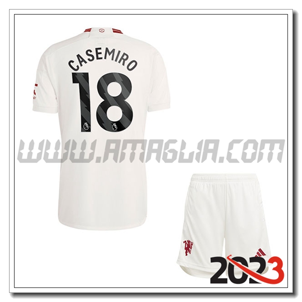 Kit Maglia Manchester United Bambino CASEMIRO #18 Terza 2023 2024