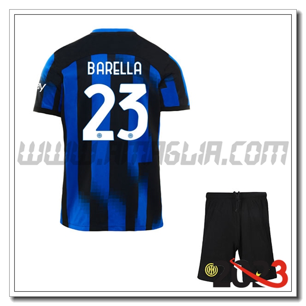Kit Maglia Inter Milan Bambino BARELLA #23 Prima 2023 2024