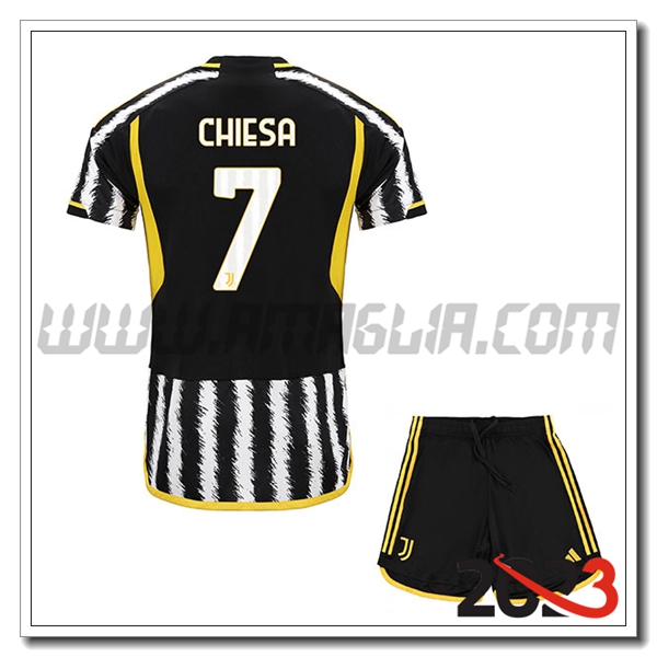 Kit Maglia Juventus Bambino CHIESA #7 Prima 2023 2024