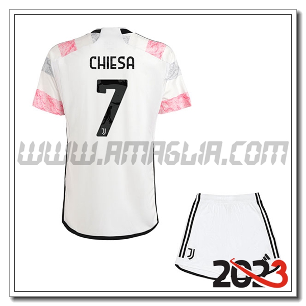 Kit Maglia Juventus Bambino CHIESA #7 Seconda 2023 2024