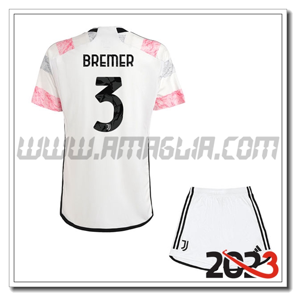 Kit Maglia Juventus Bambino BREMER #3 Seconda 2023 2024