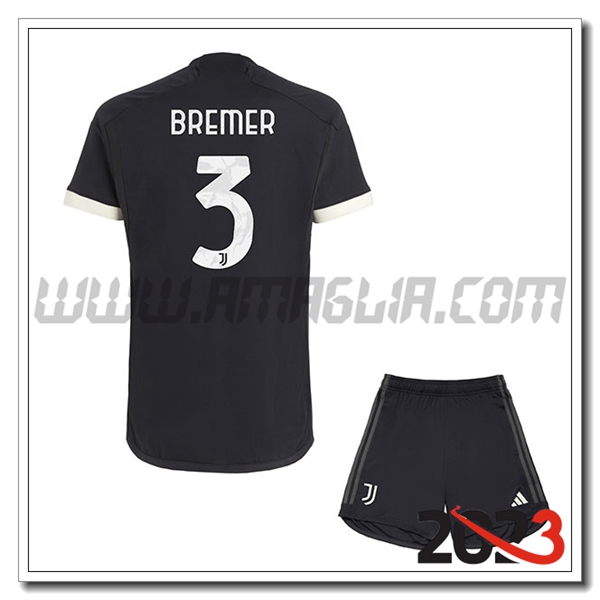 Kit Maglia Juventus Bambino BREMER #3 Terza 2023 2024