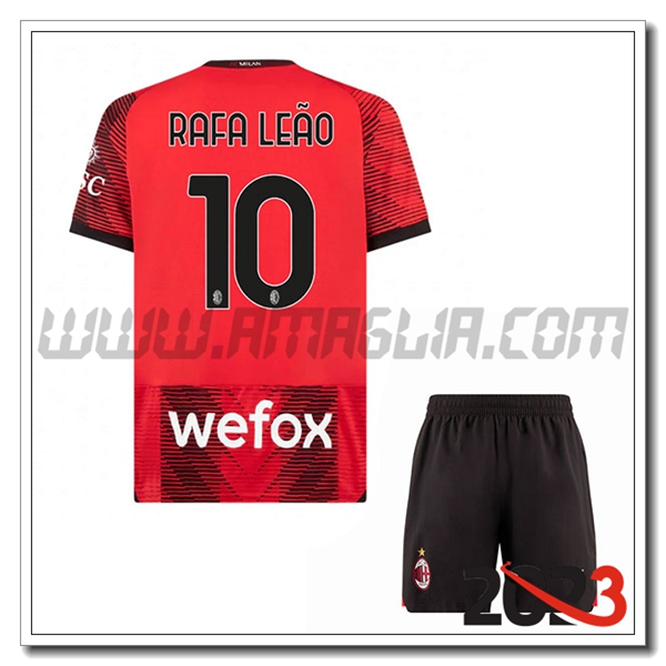 Kit Maglia AC Milan Bambino RAFAEL LE脙O #10 Prima 2023 2024
