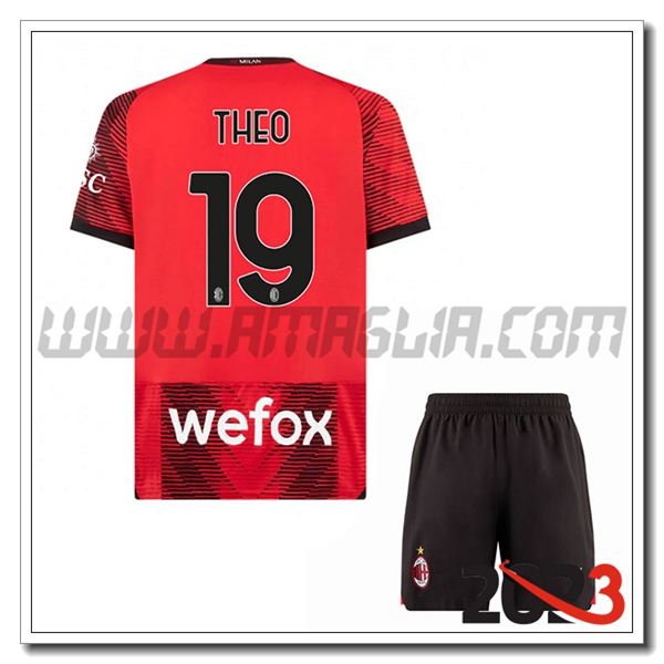 Kit Maglia AC Milan Bambino THEO #19 Prima 2023 2024