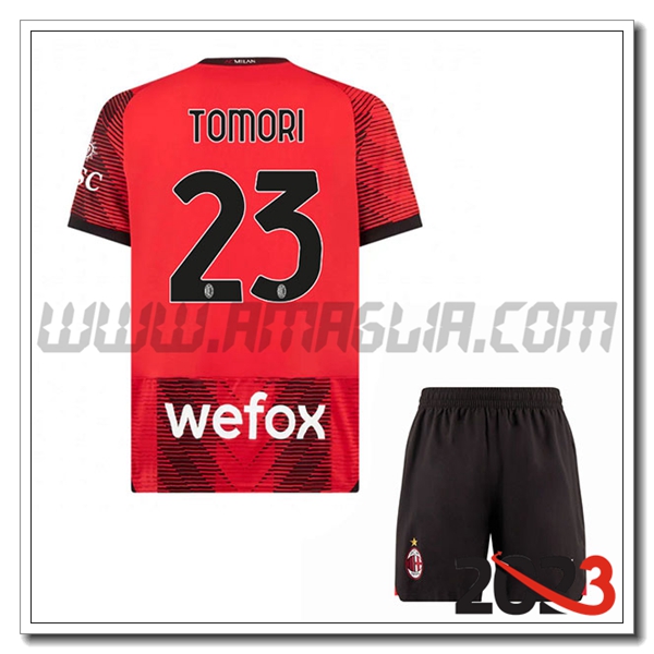 Kit Maglia AC Milan Bambino TOMORI #23 Prima 2023 2024