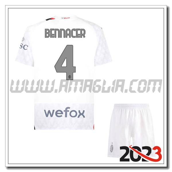 Kit Maglia AC Milan Bambino BENNACER #4 Seconda 2023 2024