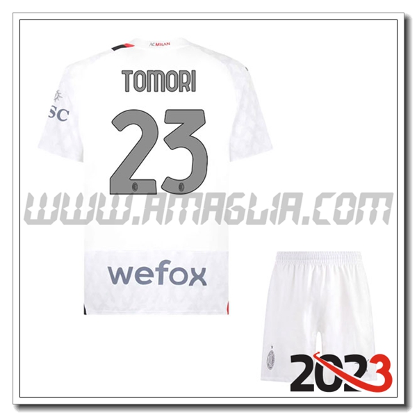 Kit Maglia AC Milan Bambino TOMORI #23 Seconda 2023 2024