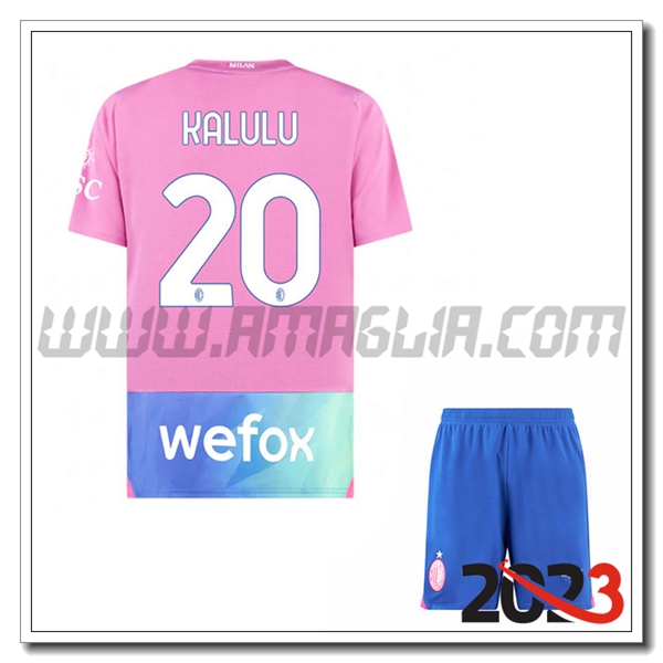 Kit Maglia AC Milan Bambino KALULU #20 Terza 2023 2024
