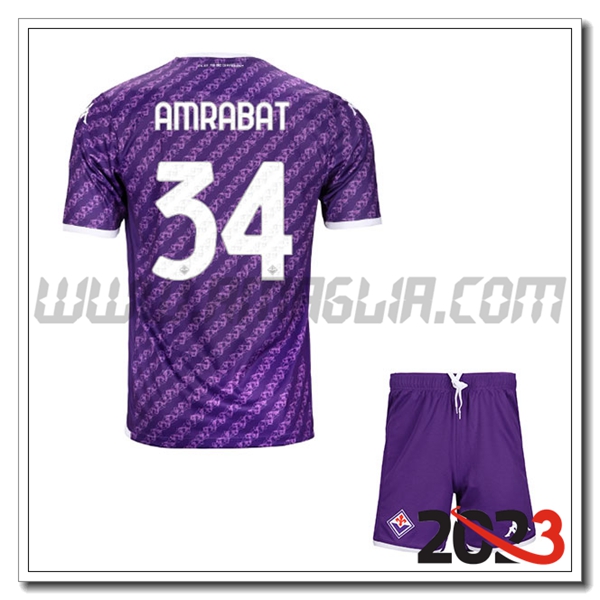 Kit Maglia ACF Fiorentina Bambino AMRABAT #34 Prima 2023 2024
