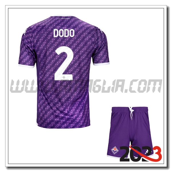 Kit Maglia ACF Fiorentina Bambino DODO #2 Prima 2023 2024