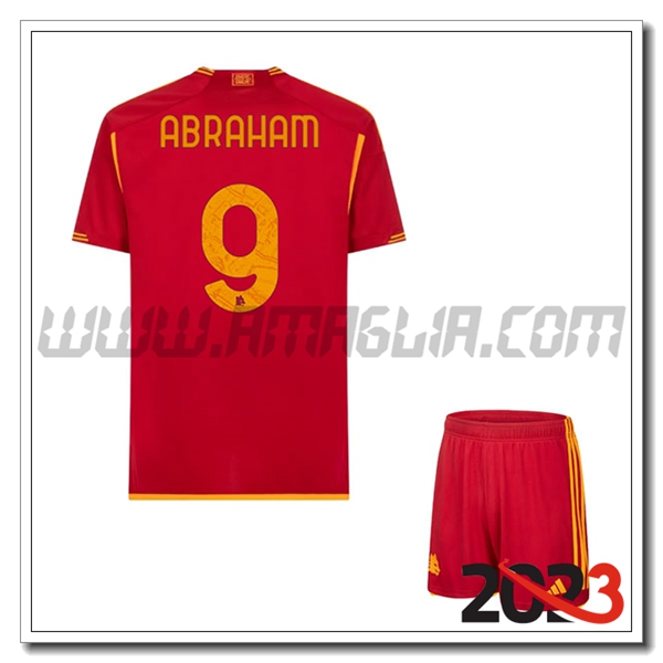 Kit Maglia AS Roma Bambino ABRAHAM #9 Prima 2023 2024