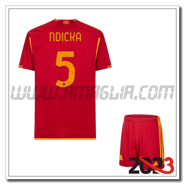 Kit Maglia AS Roma Bambino NDICKA #5 Prima 2023 2024